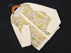 Leilian レリアン シルク混 素材切替 花柄 カーディガン size9/アイボリー ■◇ レディース