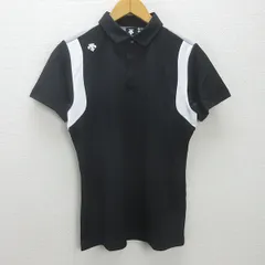 g■デサント/DESCENTE GOLF 半袖ドライポロシャツ/スポーツウェア【M】黒/men's/64【中古】のサムネイル