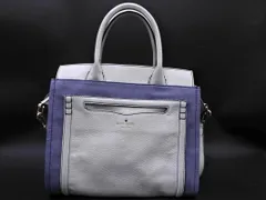 kate spade ケイトスペード キャンバス レザー 切替 収納袋付き 2WAY ショルダー トート バッグ 白ｘ紺 ■■ レディース