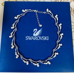 スワロフスキー ネックレス Y字 ドロップ シルバー 正規品 極美品 箱付 