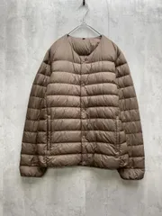 無印良品 薄手 ノーカラー ダウン ジャケット sizeS/茶 ◆■レディース