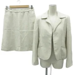 23区 オンワード樫山 フォーマル セットアップ 上下 シルク混 42 アイボリー ツイード テーラードジャケット 前開き ミドル丈 フレアスカート ひざ丈 上 JK.WO.IS0003 下 SK.WO.IS1001 /YS7 ■GY61