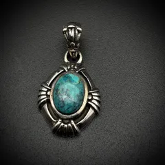 ペンダントトップ ターコイズ シルバー925 ネックレス ペンダント インディアンジュエリー トルコ石 925刻印 ナバホ 王冠