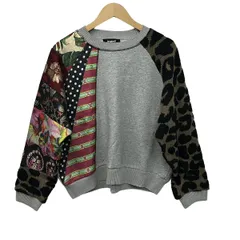 Desigual(デシグアル) トレーナー サイズL レディース美品  - グレー×ベージュ×マルチ 長袖/袖 片側ニット/一部パッチワークのサムネイル