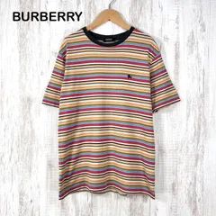 BURBERRY BLACK LABEL バーバリーブラックレーベル ホースロゴ刺繡 マルチボーダー 総柄 Tシャツ カラフル メンズ 半袖 トップス