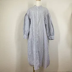 美品 オペークドットクリップ ボリュームスリーブ シャツワンピース 38 M 白 バンドカラー イージーアイロン ロング 羽織り 春夏 OPAQUE