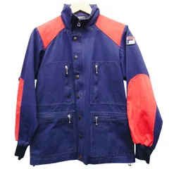 FILA フィラ イタリア製 ヴィンテージ ジャケット 70s 80s 切替デザイン ネイビー レッド ワッペンロゴ フルジップ メンズS相当 ユーロ古着 スポーツ 古着 ビンテージ アウター 希少 レア OLD FILA