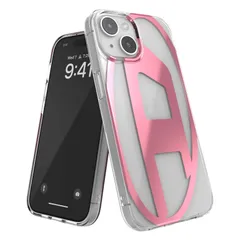 DIESEL iPhone14ケース / iPhone13ケース Dロゴ クリアケース（ディーゼル iPhone 14 / 13 ケース ブランド クリア x メタリックピンクロゴ）