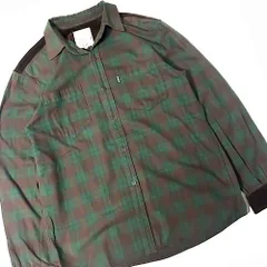 【00s 】【PROGRAM】オンブレ シャドーチェック シャツ 長袖 裏原 ストリート 古着 ビンテージ デザイナーズ ブラウン グリーン