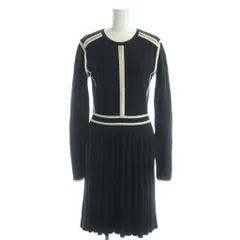 マークバイマークジェイコブス MARC by MARC JACOBS ワンピース S 黒 ブラック 白 ホワイト 長袖 ミニ丈 プリーツ /AP