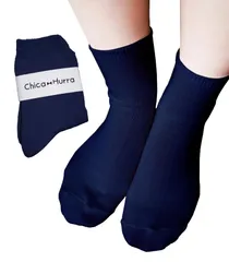 [Chica Hurra] ネイビー 23-25cm レディース 女性 用 ソックス 靴下 無地 同色 2足 セット ロークルー丈 紺色 さらさら のびる オールシーズン用 紺 洗う 紺色無地 保護 仕事 足用 高機能 強 [ネイビー] [Free Size]
