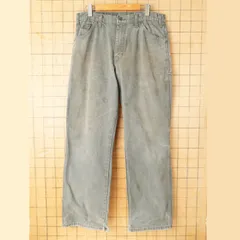 USA Dickies ディッキーズ ダックペインターパンツ カーキ W34 ダメージ ワーク アメリカ古着　011426aw107