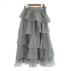 レイビームス Ray Beams 24SS ティアードスカート 0 黒 ブラック 白 ホワイト チェック柄 ロング /AP