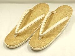特価 高級草履 低反発 極上ラフィア×裂地 正絹 夏草履 稀少 天然素材 