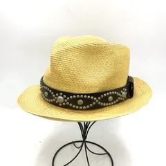 【中古品】NEW YORK HAT ニューヨークハット STUDS STRAW HAT スタッズ ストロー ハット USA製 帽子 小物 服飾雑貨 【185-260120-ay-05-izu】