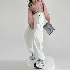 ☆ ホワイト ☆ XL ☆ パンツ カーゴパンツ レディース ワイドパンツ ドロスト レディース ボトムス パンツ カーゴパンツ ズボン おしゃれ ゆったり ウエストゴム 春秋 ストリート 体型カバー カジュアル ロングパンツ アウトドア レジャー 長ズボン