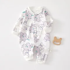 ☆ パープル×A ☆ 90cm ☆ ロンパース 長袖 ベビー コットン ベビー ロンパース 長袖 前開き カバーオール 長袖ロンパース オールインワン ベビーオール 綿100％ コットン 女の子 男の子 おしゃれ かわいい 春 秋 冬 春秋 秋冬 赤ちゃん