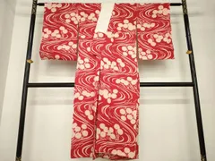平和屋着物●アンティーク　大正ロマン　長襦袢　袷　流水花文　正絹　逸品　AABH5873ck 平和屋着物○アンティーク 大正ロマン 長襦袢 袷 流水花文 正絹 逸品