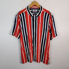 TOMMY JEANS トミージーンズ 半袖シャツ ストライプ マルチカラー Mサイズ メンズ 古着 ストリート アメカジ