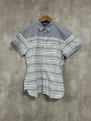 Tommy Hilfiger トミーヒルフィガー ボーダー デニム ポロシャツ sizeM/白ｘ水色 ■◆ メンズ