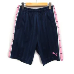 プーマ PUMA 国内正規品 ジャージ ハーフ パンツ ストライプ スポーツウエア M ネイビー 紺 ピンク /FT13