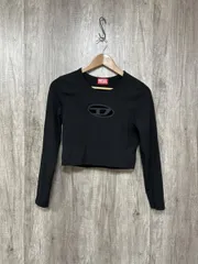 DIESEL ディーゼル ショート丈 長袖 ロンT Tシャツ 黒 ◇■◎レディース