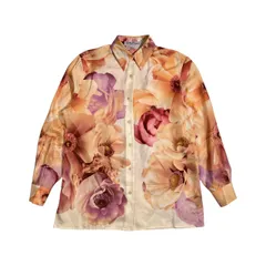 シルク100% イタリア製 Salvatore Ferragamo サルヴァトーレ フェラガモ 花柄 フラワー 長袖 シャツ ブラウス シャツ サイズ 40 /オレンジ系 レディースのサムネイル