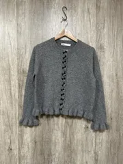 ZARA ザラ リボン フリル ワイド幅 ニット セーター sizeL/グレー ◆■ レディース