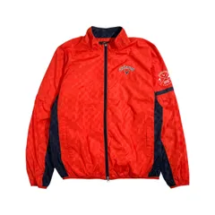 2WAY Callaway キャロウェイ 市松模様 裏メッシュ 長袖&半袖 ジップ ジャケット ジャンパー XL/オレンジ系 メンズ ゴルフ