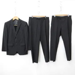 ジャーナルワークス JOURNAL WORKS スーツ セットアップ 3点セット テーラードジャケット シングル スラックス ストライプ 背抜き 黒 ブラック A5