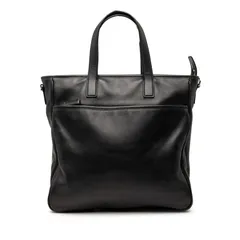 プラダ 三角ロゴプレート トートバッグ ハンドバッグ ブラック レザー メンズ PRADA【1-0261603】