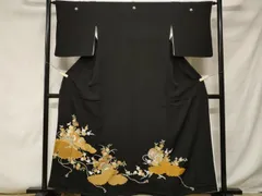 平和屋着物■豪華黒留袖　駒刺繍　雲取り鼓草花文　金彩　正絹　逸品　CABF3828ev