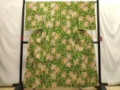 平和屋着物■上質な小紋　御所車花文　正絹　逸品　未使用　AABH6036sx