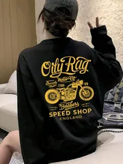 長袖Tシャツ 男女兼用 ロゴ 韓国風 ゆったり 綿100% 春秋 カジュアル 白 黒 人気