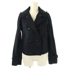 バーバリーブルーレーベル BURBERRY BLUE LABEL ダブルジャケット ブルゾン トレンチ レザーボタン 38 ネイビー /ES ■GY53