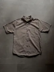 Eddie Bauer 半袖シャツ ボタンダウン チェック グレーブラウン