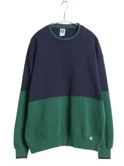 【お得なクーポン配布中!】 90s USA製 ラッセル 無地 スウェット メンズ レディース XL / オールド トレーナー 前V 裏起毛 ツートン バイカラー ブランク 大きいサイズ