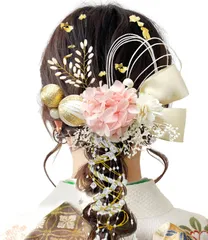 髪飾り 9色展開 成人式 髪飾り ドライフラワー 袴 卒業式 和装 結婚式 振袖 プリザーブドフラワー 金箔 紐アレンジ 水引 和玉 A1600