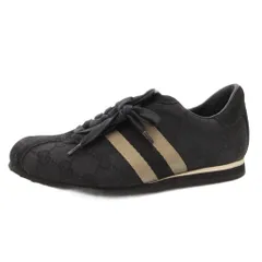 グッチ GUCCI スニーカー シューズ ローカット GGキャンバス 34.5 黒 ブラック /FF ■GY62