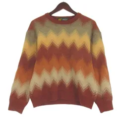 ゴールデンベア GOLDEN BEAR 総柄 クルーネック ニット セーター オレンジ系 L ■FF