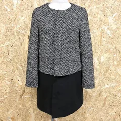 【中古】[印象A] ROPE PICNIC ロペピクニック レディース 38 黒×白 ノーカラーコート ウールライク 2WAY 裾脱着可 裏地付き スナップボタン×ジップ 長袖のサムネイル
