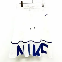 【中古】[印象AB] NIKE ナイキ フレアスカート レディース L ホワイト×ブルー 青 ポリ100% 若干薄手 スポーツ 裾メッシュ メッシュ裏地のサムネイル