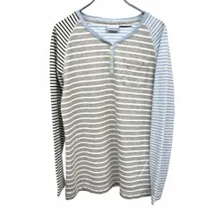【中古】[印象AB] Columbia コロンビア Tシャツ レディース L ブルー 青×杢グレー×紺×白 ポリ×綿 ヘンリーネック ボーダー ラグラン 胸ポケット 長袖のサムネイル