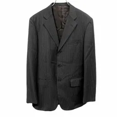 古着 ポールスミス テーラードジャケット ストライプ 総裏地 ウール100%(裏地：キュプラ) XL LL チャコールグレー グレー×白系×茶 メンズ