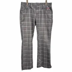 古着 オークリー OAKLEY ゴルフ パンツ 若干フレア チェック 裾スリット 綿×ポリエステル×ポリウレタン 34 グレー グレー×赤×白 メンズ