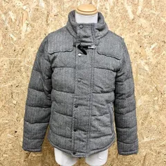 【中古】[印象B] TETE HOMME テットオム メンズ 6 ブラック×ホワイト 中綿ジャケット ヘリンボーンストライプ柄 ドットボタン×ジップ留め ハイネック 長袖のサムネイル