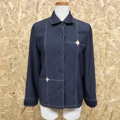 古着 スリーフローラ Three Flora シャツジャケット ボタン留め チェック柄 長袖 ポリ×レーヨン 11AR 紺×ベージュ×赤など レディース