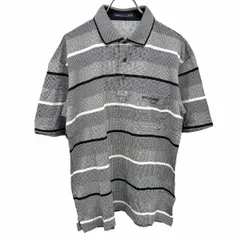 【中古】[印象AB] BAY HILL CLASSIC ベイヒルクラシック ポロシャツ メンズ M ブラック 黒×白 綿100% ボーダー ポケットに英字刺繍 半袖 裾スリットのサムネイル
