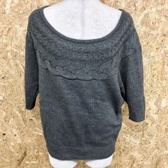 古着 E hyphen world gallery ケーブルニット セーター プルオーバー 7分袖 ドルマンスリーブ アクリル100% F ヘザーグレー レディース