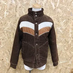 【中古】[印象BC] BEAMS ビームス L メンズ 中綿ジャケット コーデュロイ ブルゾン ドットボタン×ジップ留め 長袖 綿×ポリ ブラウン系×オフホワイト